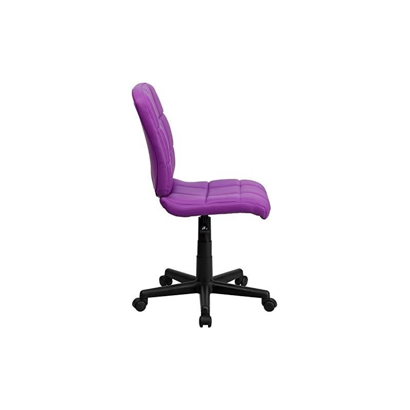 Mid-Back Purple Quilted Vinyl Swivel Task Office Chair