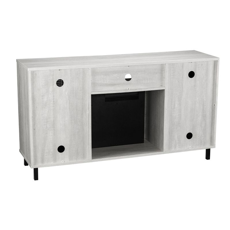 54" Transitional Electric Fireplace Saw Cut TV Stand for TVs up to 60" Off White - Home Essentials