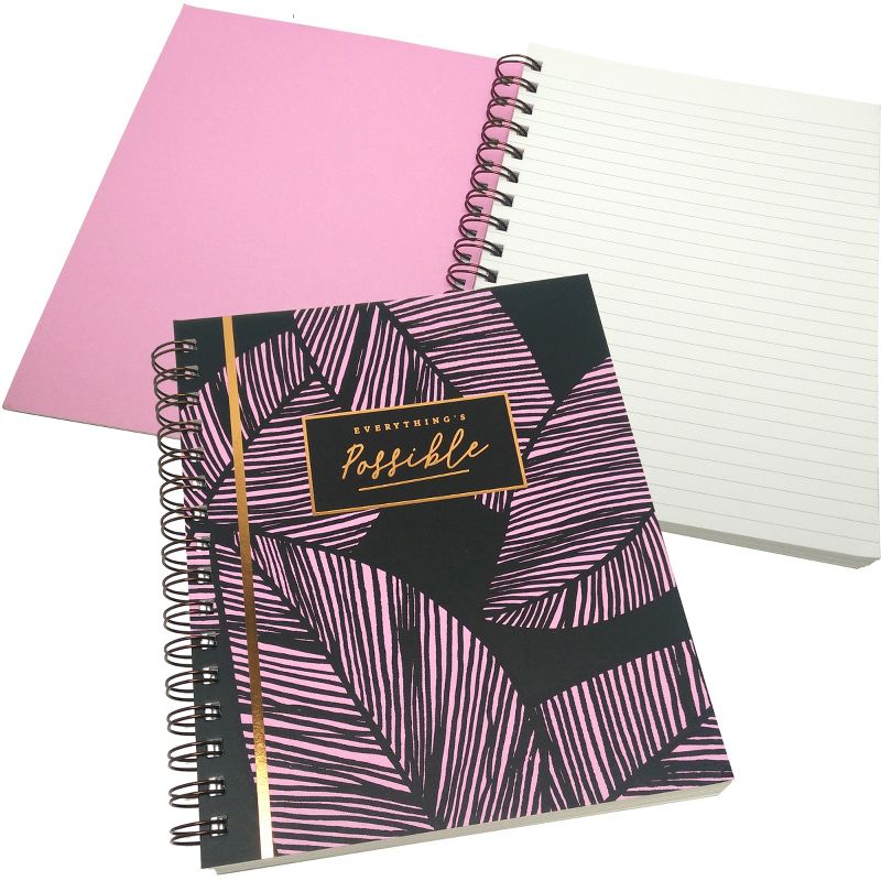 Green Inspired Lined Journal Hardcover Palms - Pink