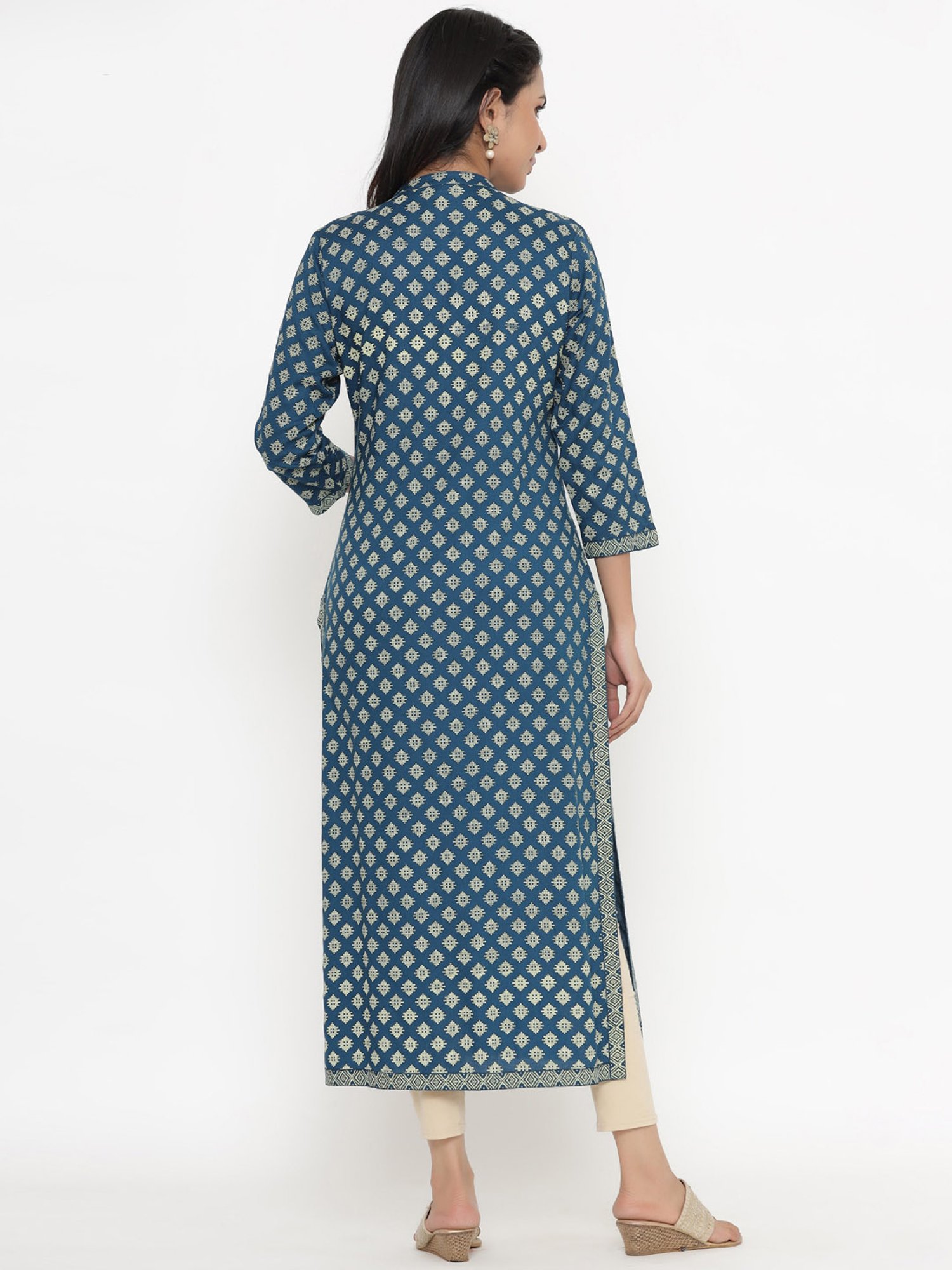 Kipek Blue Printed Straight Kurta