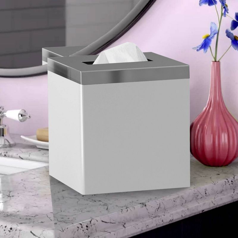 5pc Pure Resin Bath Accessory Set for Vanity Counter Tops White - Nu Steel