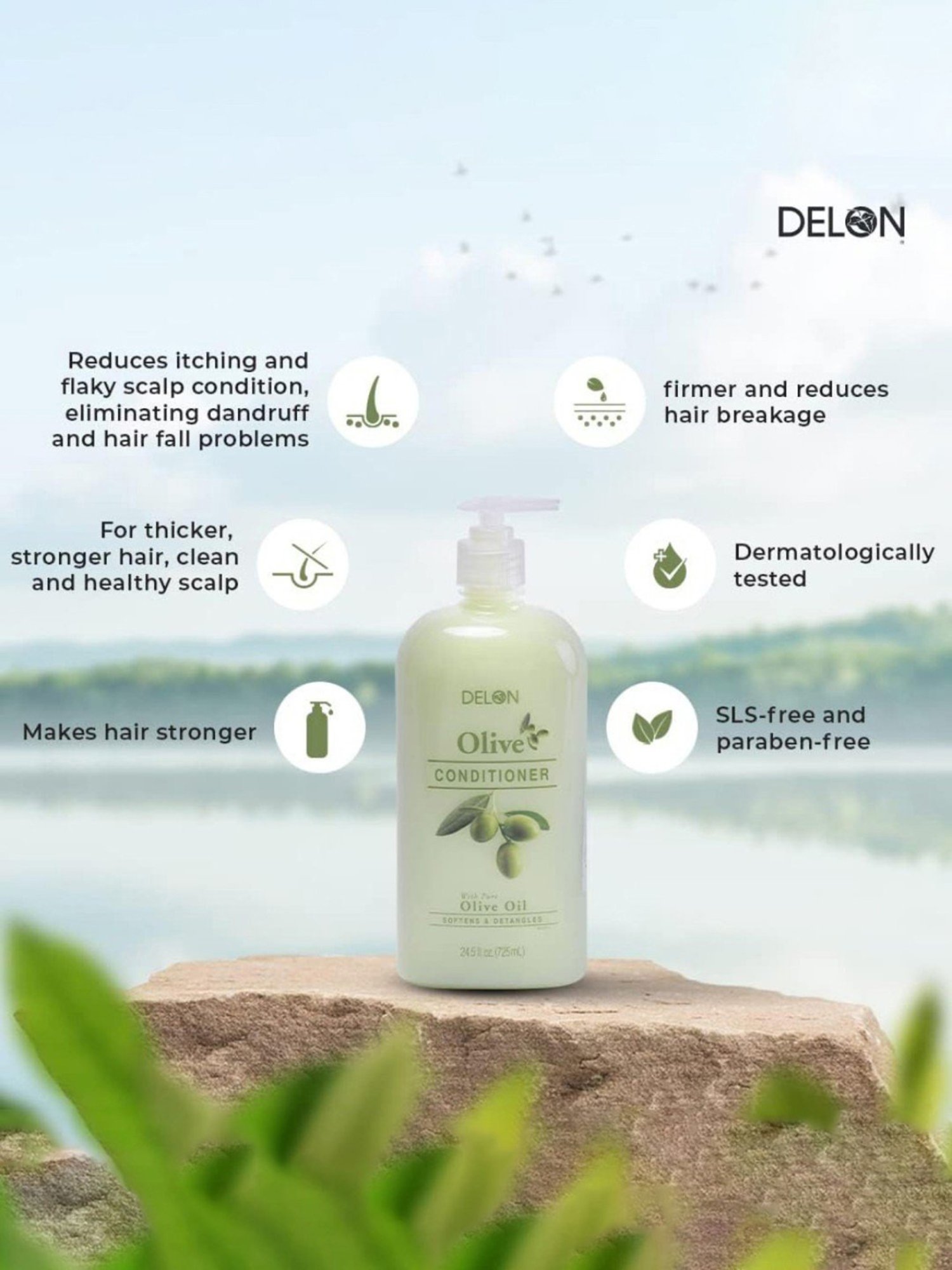 Delon Softens & Detangles Olive Oil Conditioner - 725 ml