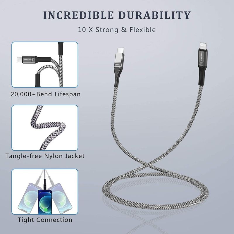 iPhone USB C Car Charger, WHIRELEAST 20W Dual Port Fast Car Charger Adapter with 3FT USB C to Lightning Cable for iPhone 12/12 Pro Max/Mini, 11/XR/XS/8/Plus, AirPods, iPad, More