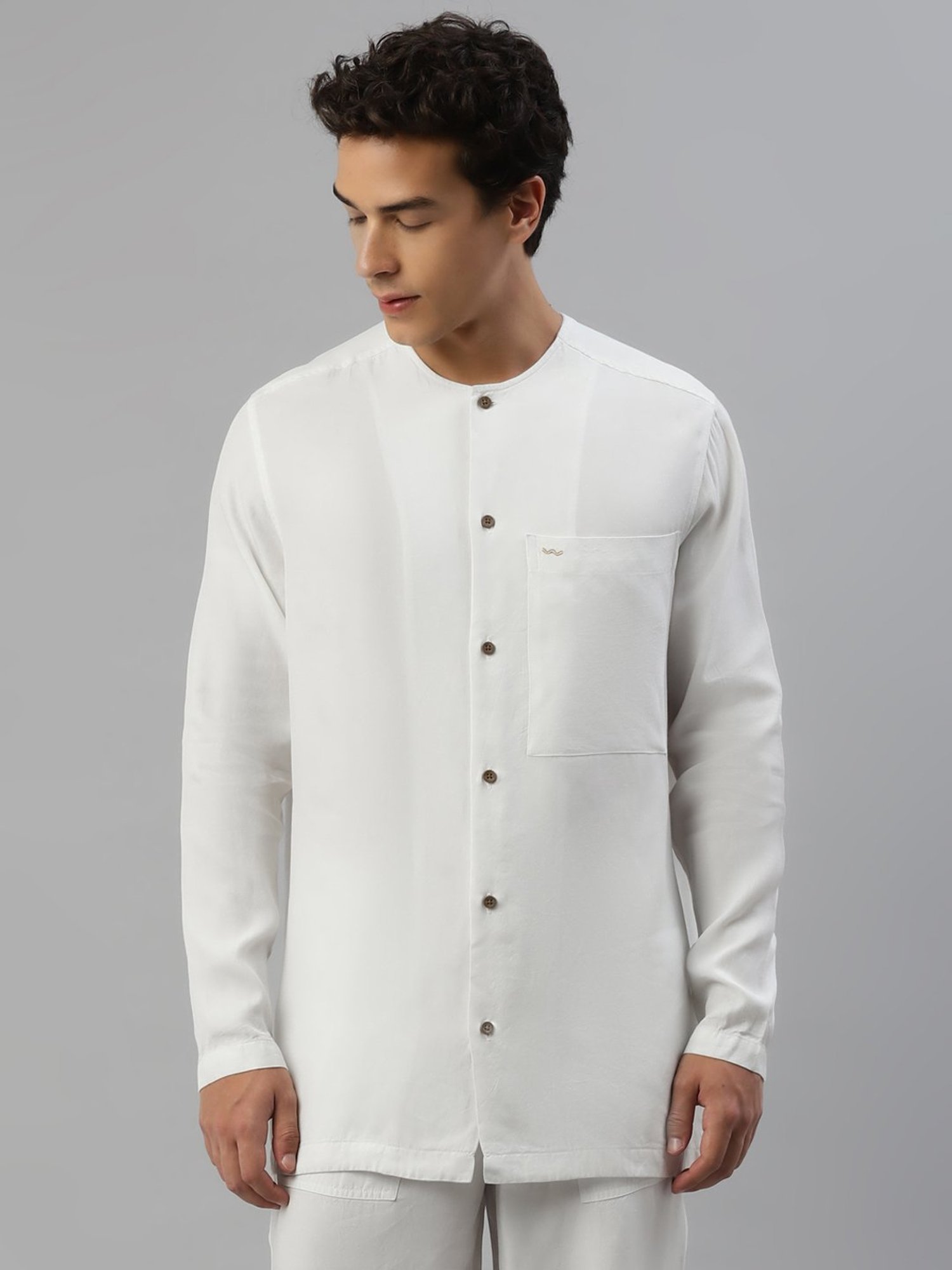 Slowave White Regular Fit Shirt