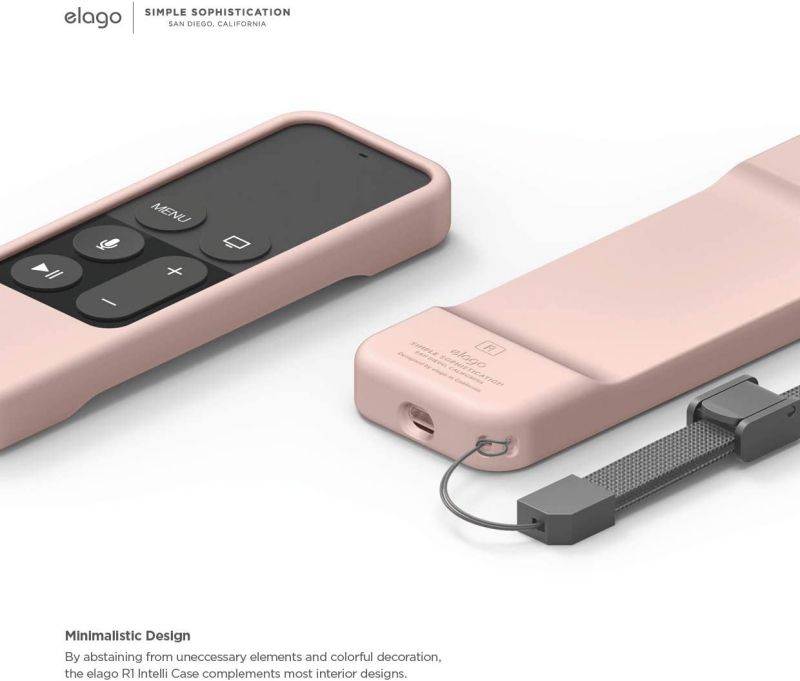 elago R1 Intelli Case [Sand Pink]-[Magnet Technology][Anti-Slip][Lanyard Included][Heavy Shock Absorption] Compatible with Apple TV Siri Remote 1st Generation