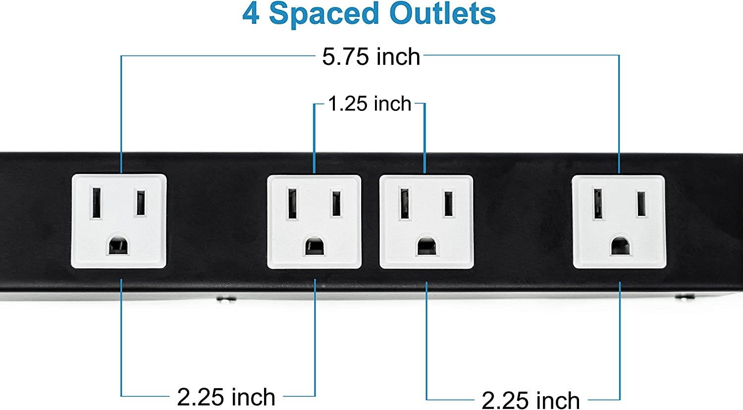 Opentron OT1046 Heavy Duty Metal Power Strip Surge Protector with Mounting Parts 4 Outlets 6 Feet Power Cord