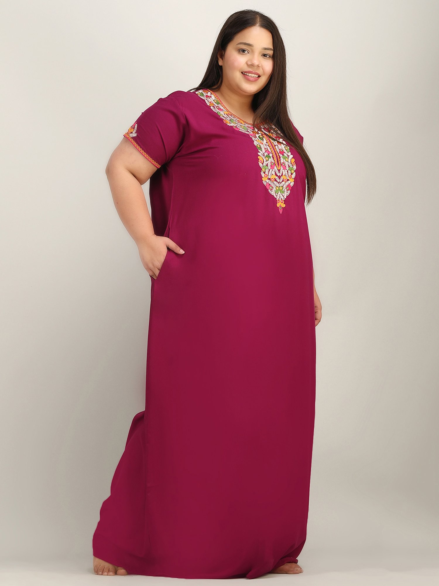 KOI SLEEPWEAR Pink Embroidered Night Gown