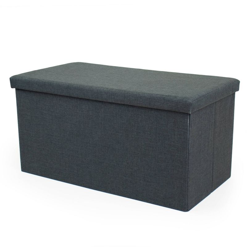 Heathered Storage Ottoman with Reversible Tray Cover Charcoal Gray - Humble Crew