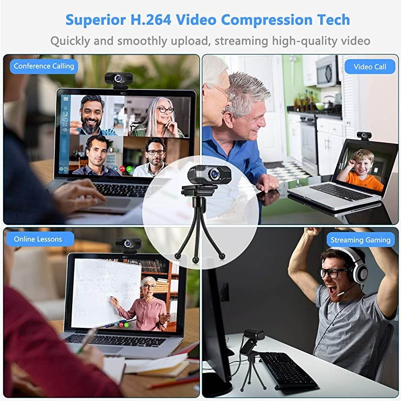 Webcam with Microphone HD 1080P  Web Camera for Computer PC Laptop Desktop USB Webcam for StreamingVideo CallingRecordingConferencing Compatible with WindowsMac OS