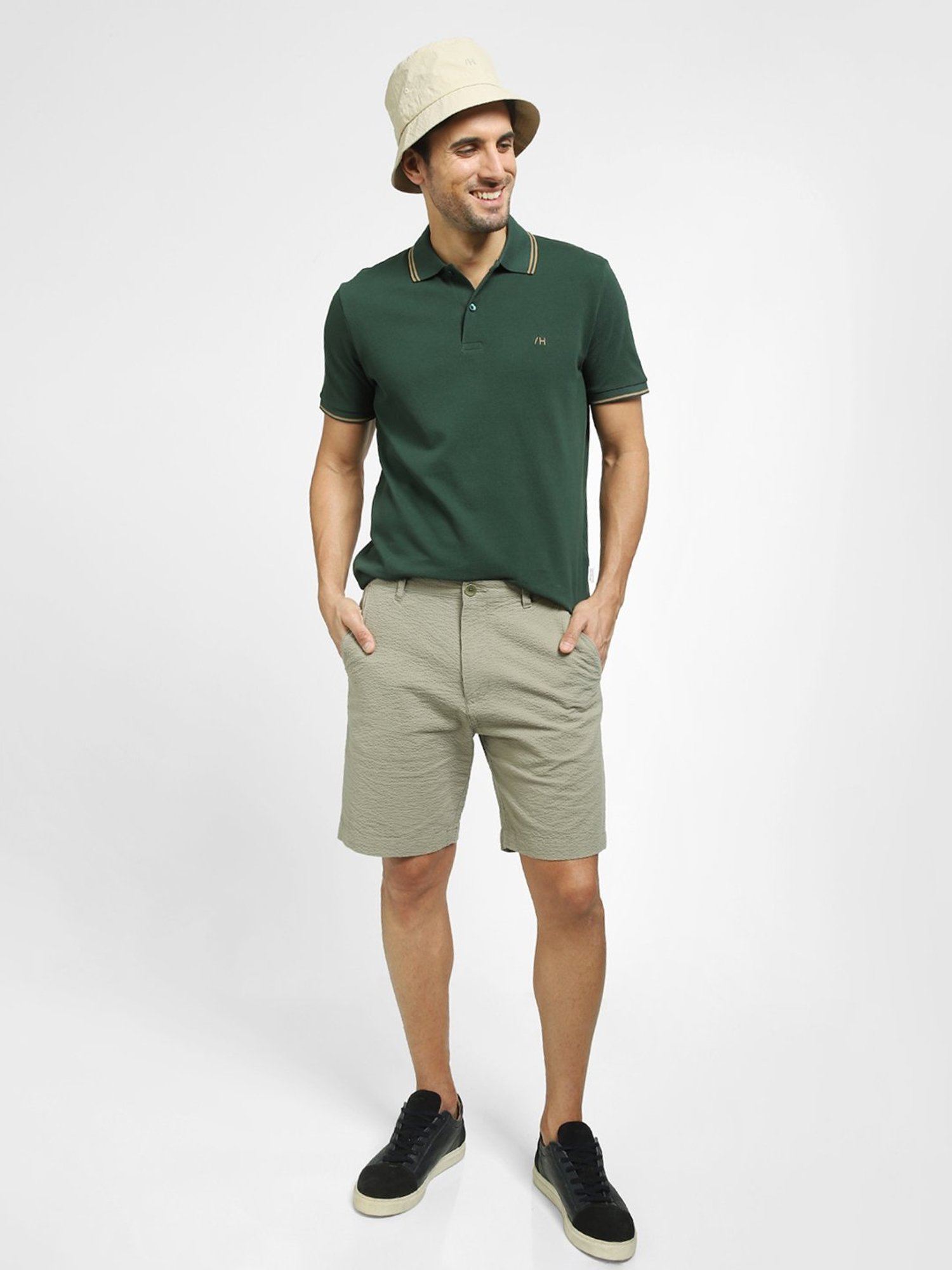 SELECTED HOMME Grey Regular Fit Textured Chino Shorts