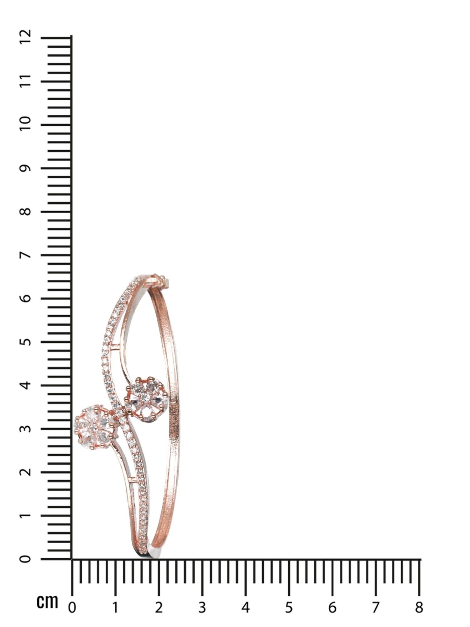 Aatmana Rose Gold-Plated American Diamond Studded Floral Handcrafted Bangle-Style Bracelet