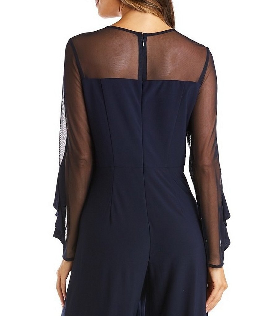 Tahari ASL Sequin Long Sleeve Crepe Jumpsuit