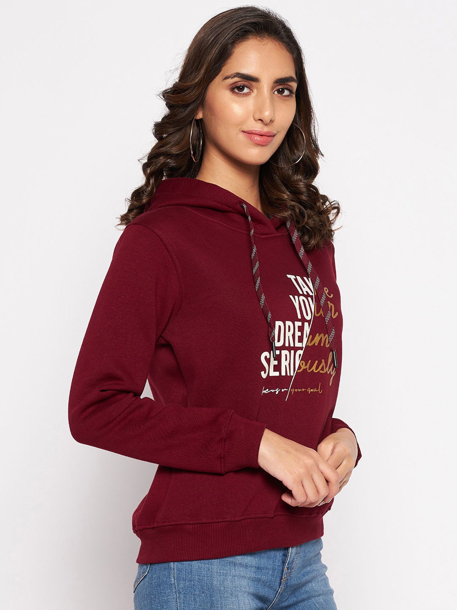 Crozo By Cantabil Maroon Textured Hoodie