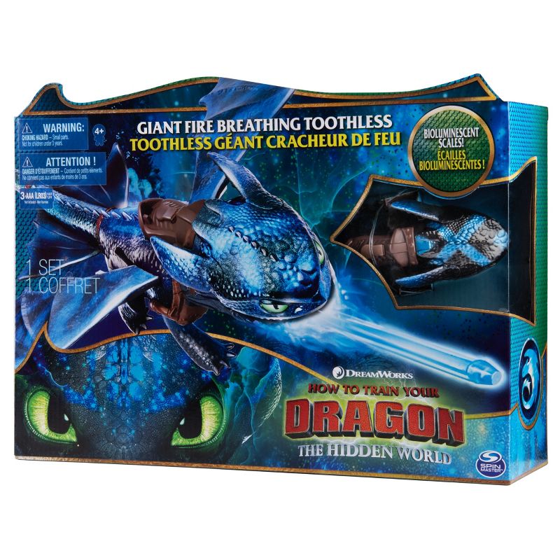 DreamWorks Dragons Giant Fire Breathing Toothless 20" Dragon with Fire Breathing Effects and Bioluminescent Color