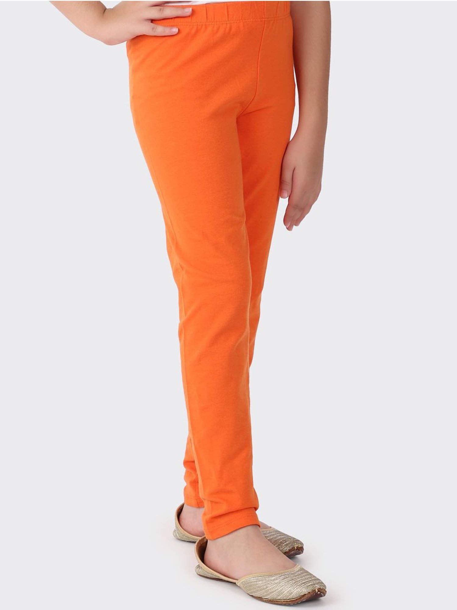 Fabindia Kids Orange Skinny Fit Leggings
