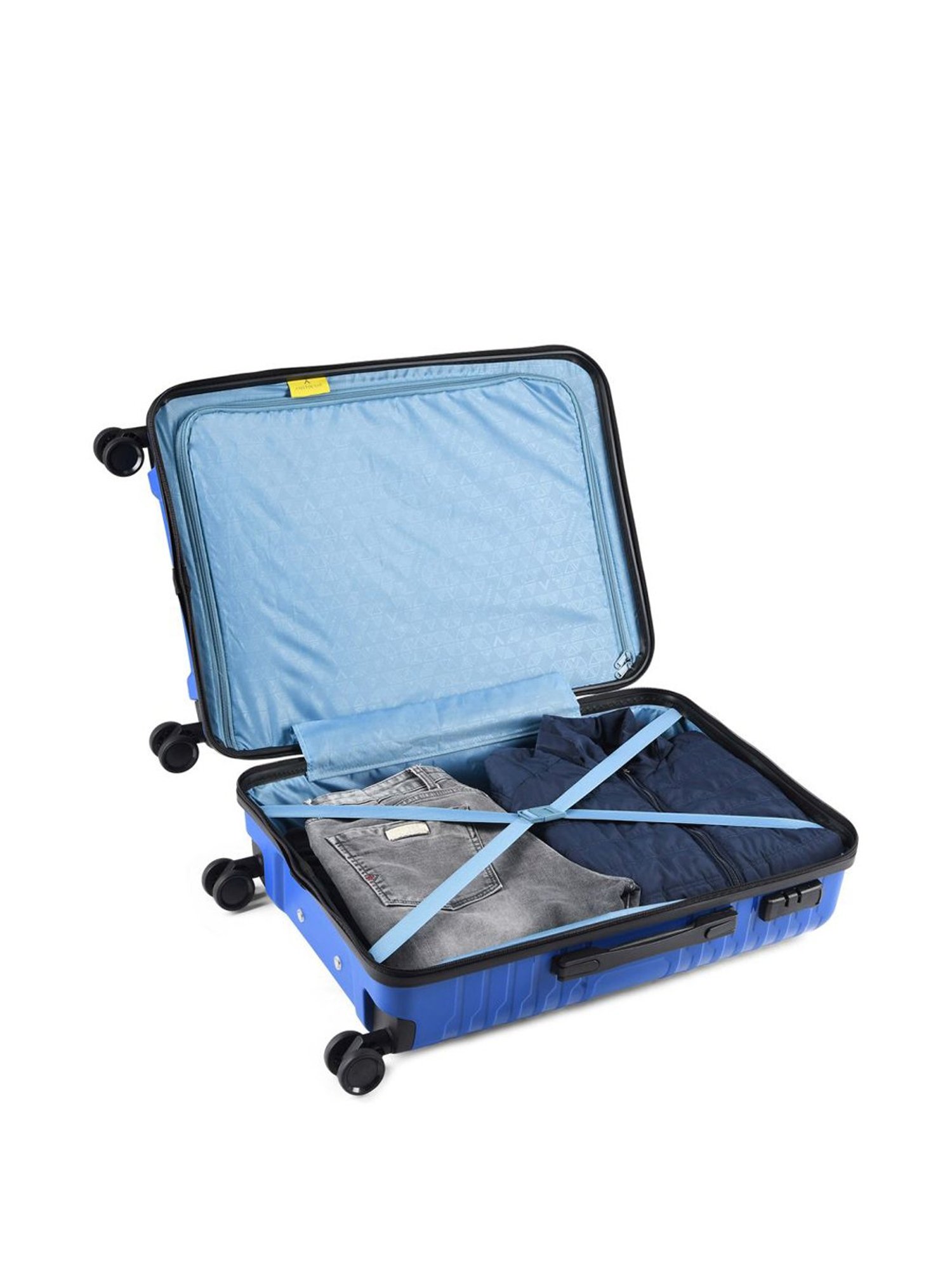 Aristocrat Harbor Blue Solid Hard Medium Trolley Bag Pack of 2