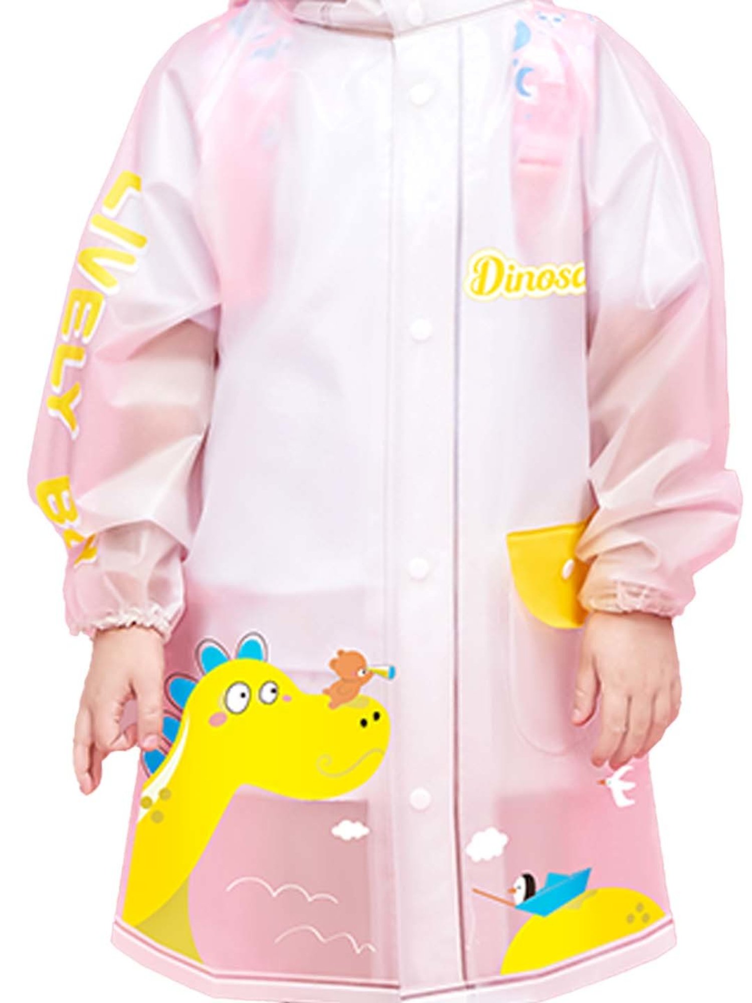 Little Surprise Box Kids Pink & Yellow Printed Full Sleeves Raincoat