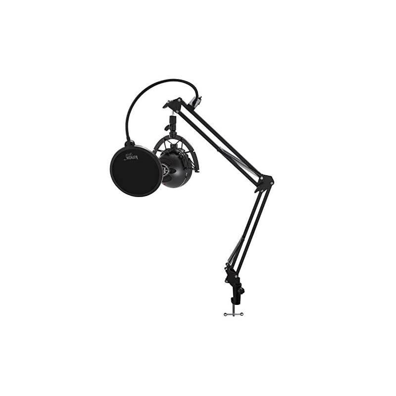 Snowball iCE Microphone (Black) with Knox Gear Boom Arm, Shock Mount and Pop Filter Bundle