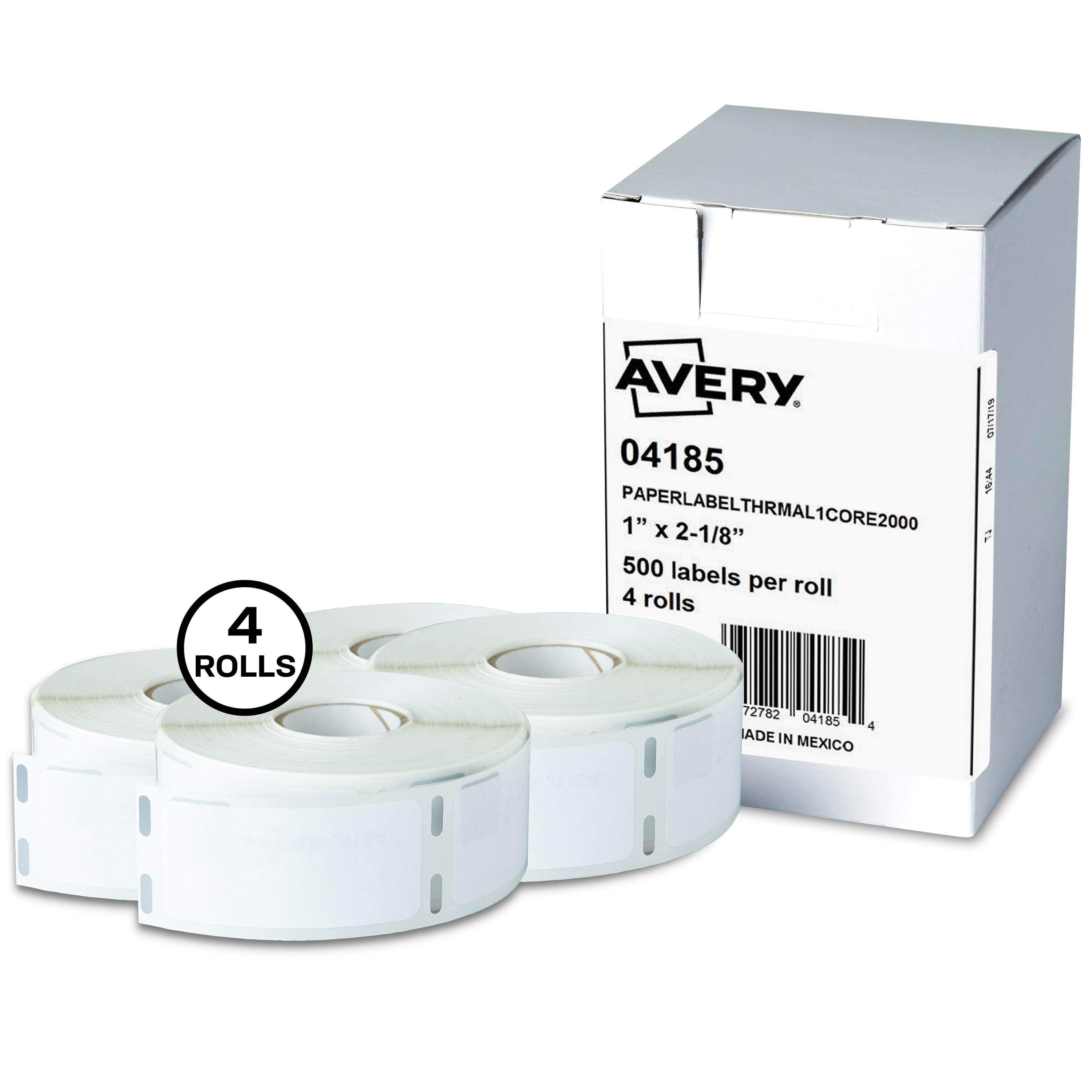 Avery Thermal Roll Labels, 1" x 2-1/8", 500 Labels/Roll-4 Rolls (4185)
