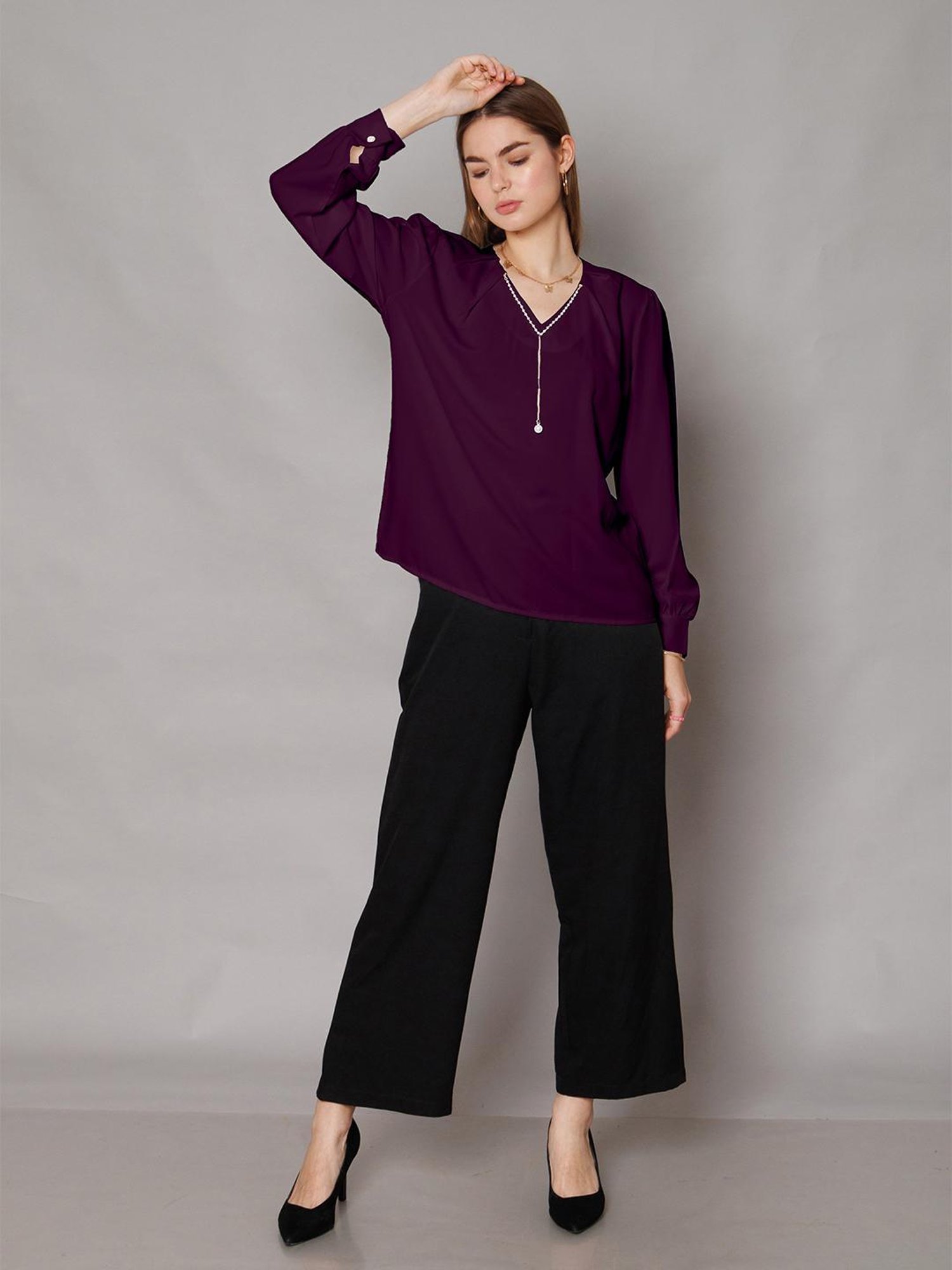 Zink London Purple Embellished Top