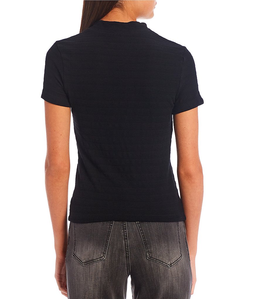 Good Luck Gem Short-Sleeve Mockneck Half-Zip Top