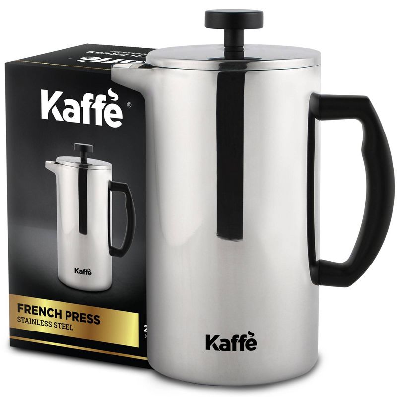 Kaffe French Press Coffee Maker. Food-Grade Double-Wall Stainless Steel