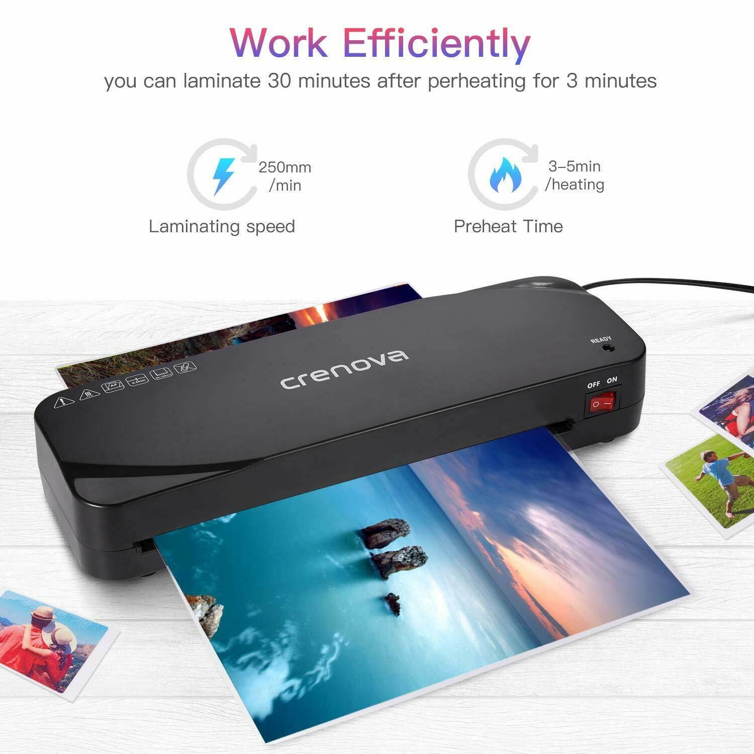 Home Office A4 Laminator Machine  Free Paper Trimmer+Corner Rounder+20 Pouches