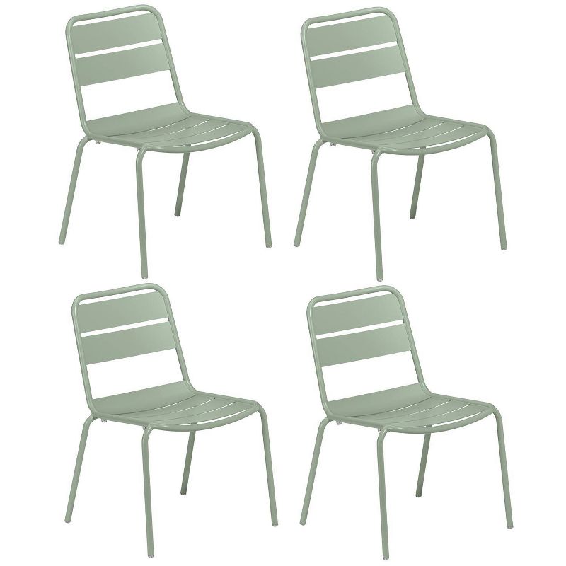 Kapri 2pk Sage Powder-Coated Outdoor Aluminum Side Chairs - Oxford Garden