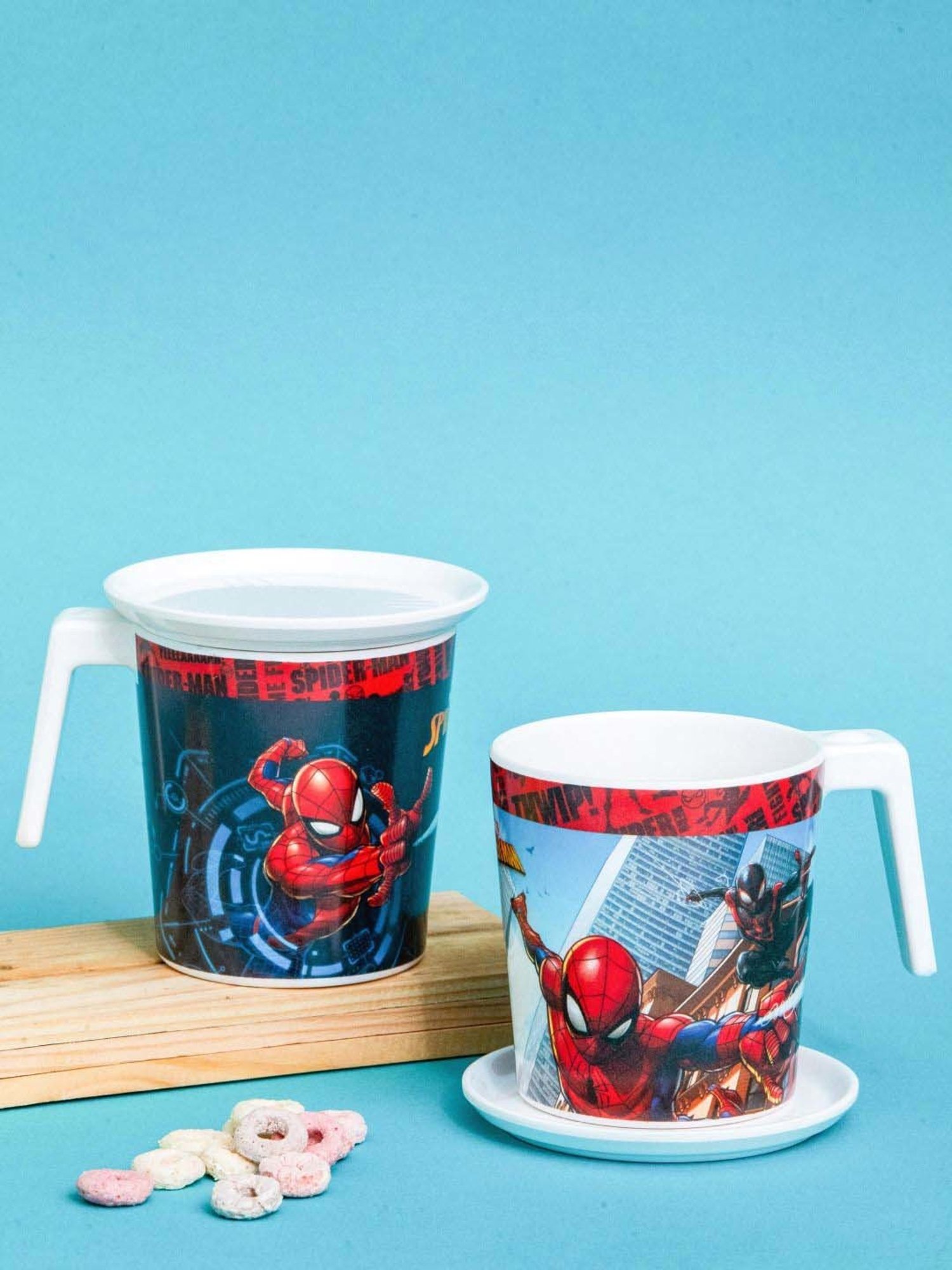 Servewell Spiderman Multicolor Melamine Laura Mug Large Kids Set (0.32 L) - Set of 4