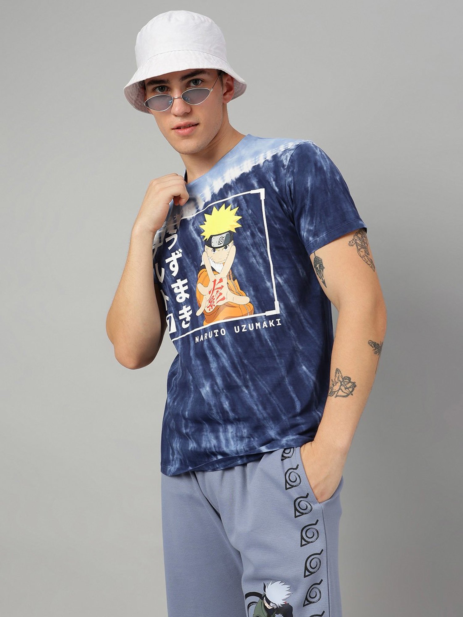 Free Authority Blue Regular Fit Naruto Print T-Shirt