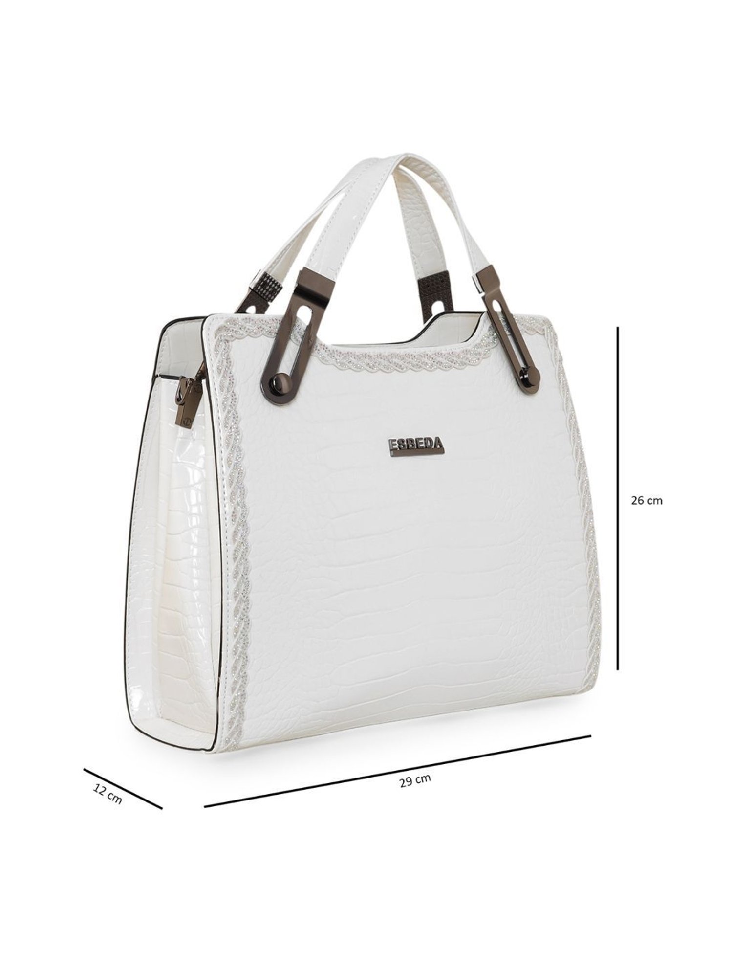 Esbeda White PU Textured Handbag