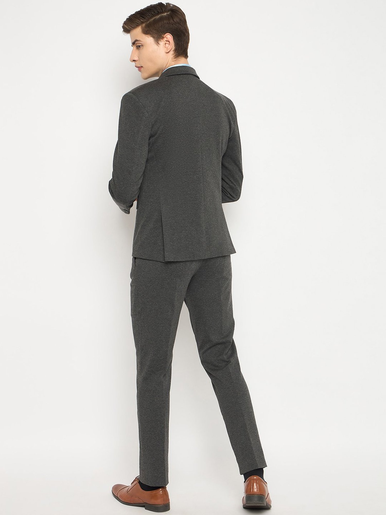 Club York Charcoal Melange Regular Fit Two Piece Suit