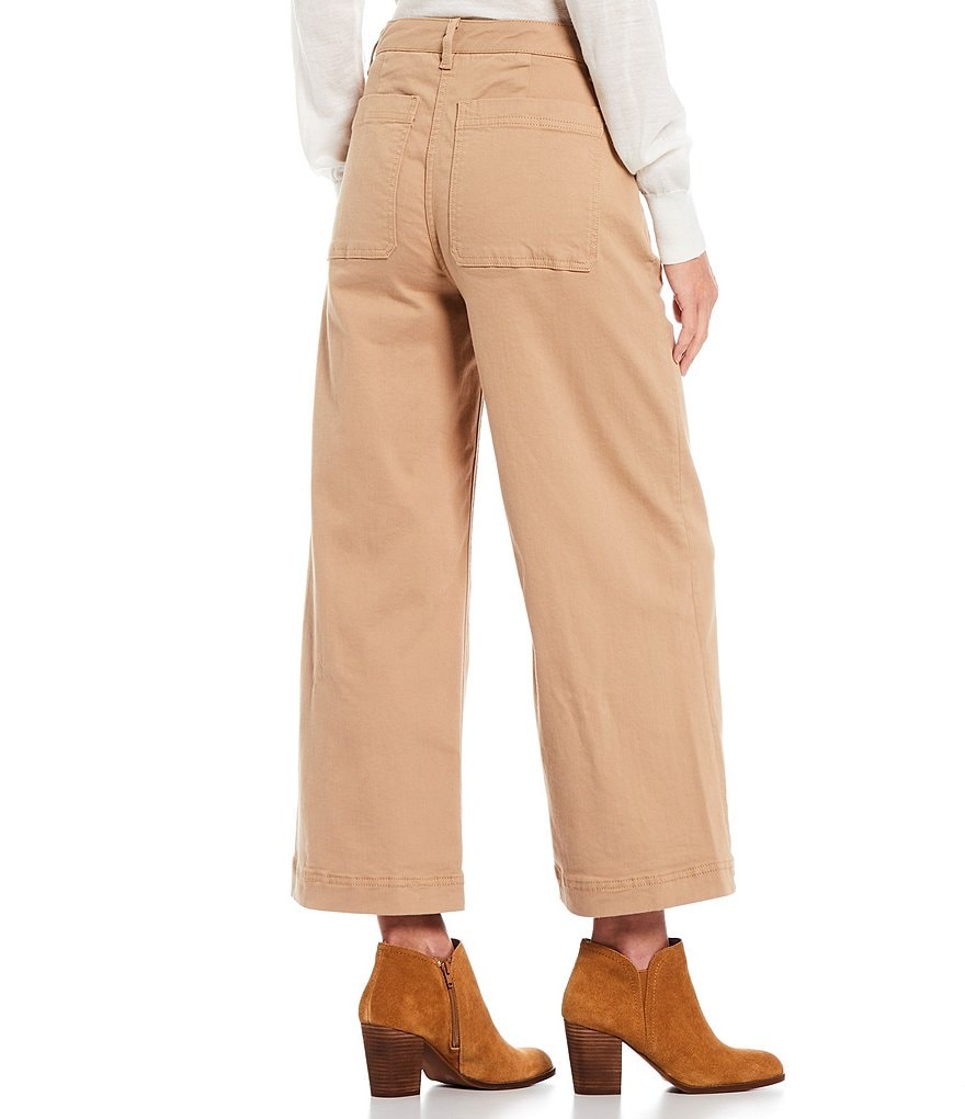 Alex Marie Leonna Lux Zip Front Wide Leg Ankle Length Chino Pants