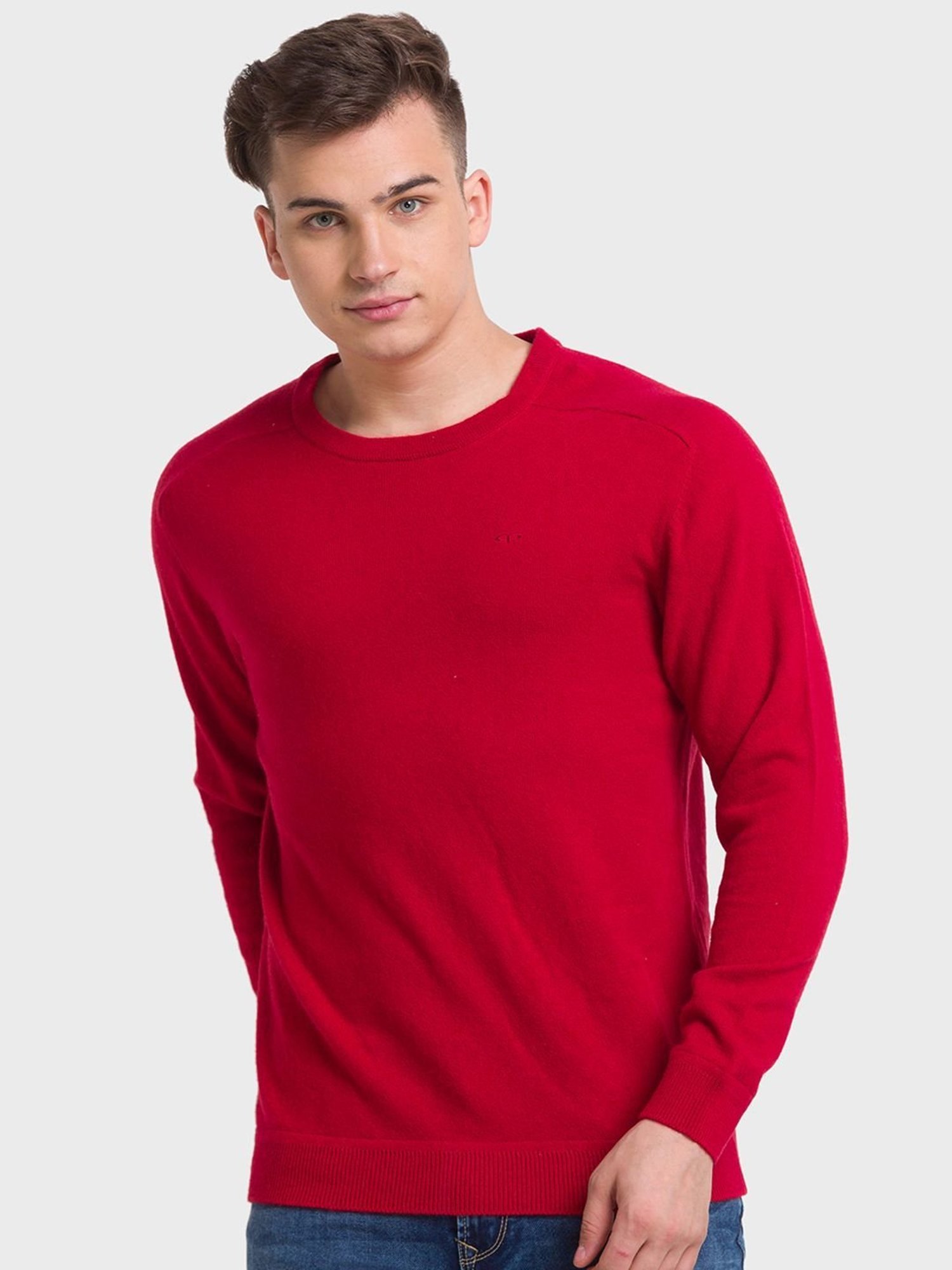 ColorPlus Red Tailored Fit Sweaters