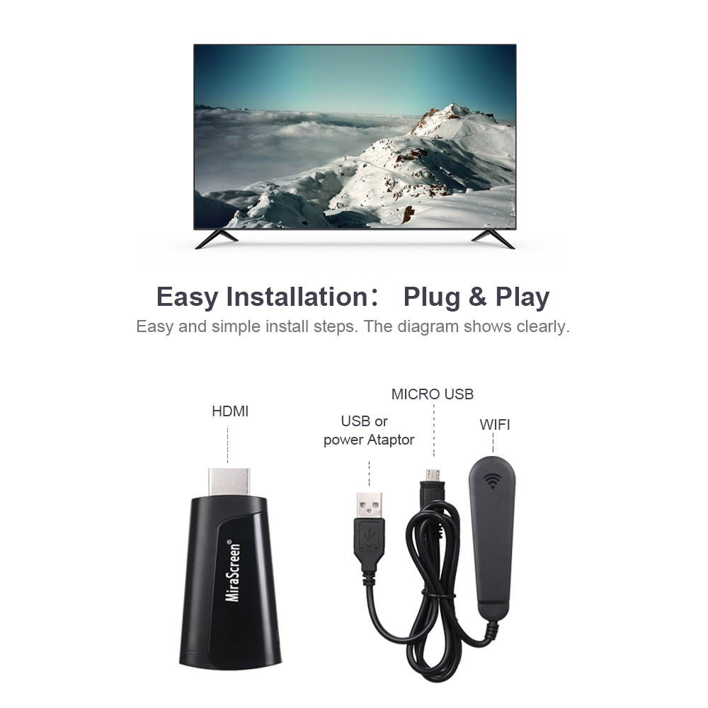 2.4G 4K HD Wireless WiFi Display Receiver TV Dongle TV Stick Adapter Android Miracast for IOS Android