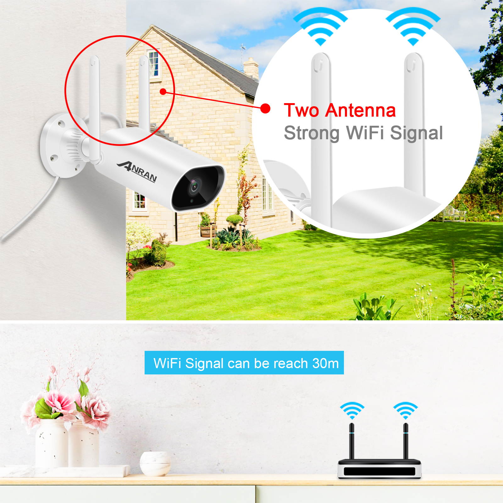 ANRAN 5MP IP Camera Wireless Security CCTV Camera WIFI Two Way Audio Waterproof Night Vision Outdoor
