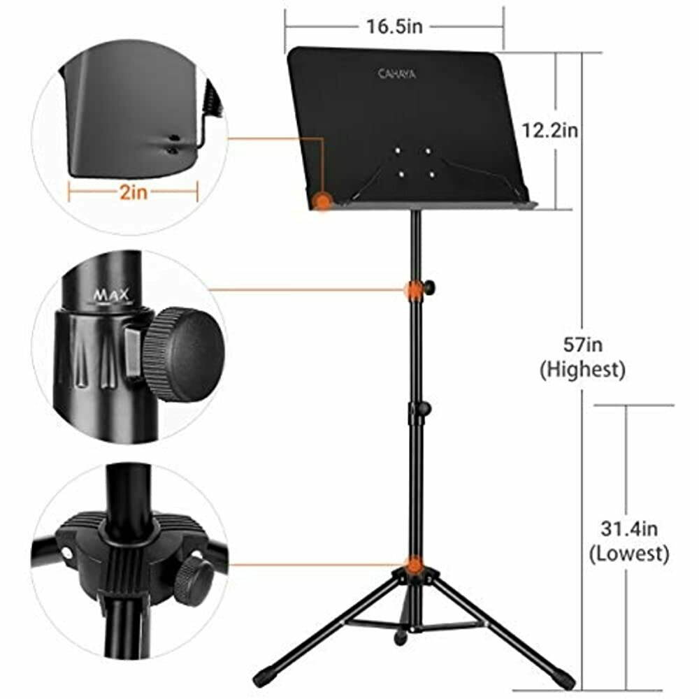 CAHAYA 2 In 1 Dual-use Sheet Music Stand &amp Desktop Book Metal Portable Solid