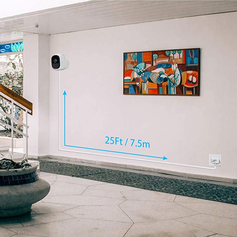 3Pack Power Adapter for Arlo with 25Ft75m Weatherproof USB Cable Continuously Charging Arlo Pro and Arlo Pro 2 No Need to Change The Batteries White