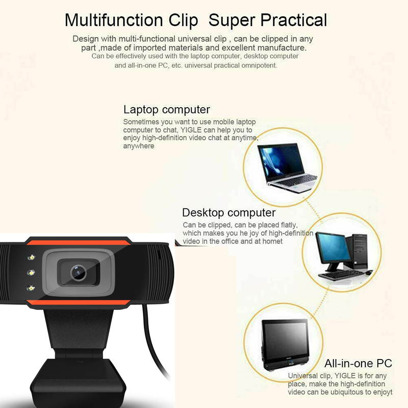 Web Cam with Microphone USB 12 Megapixel 480P Web Camera with Light for Computer Laptop