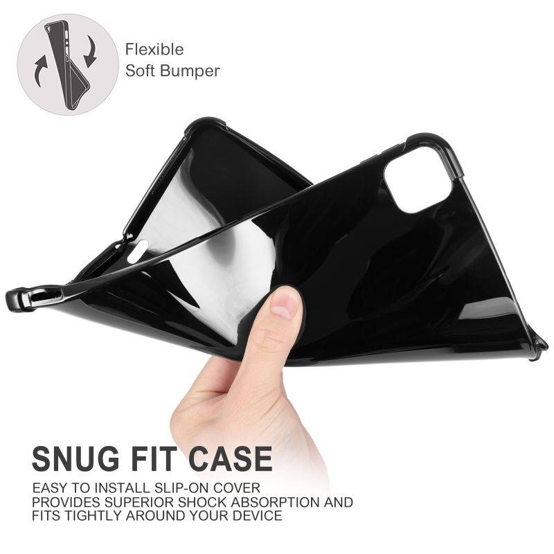 KIQ Slim & Lightweight Premium TPU Skin Case Cover for Apple iPad Pro 12.9 2020 [Black]