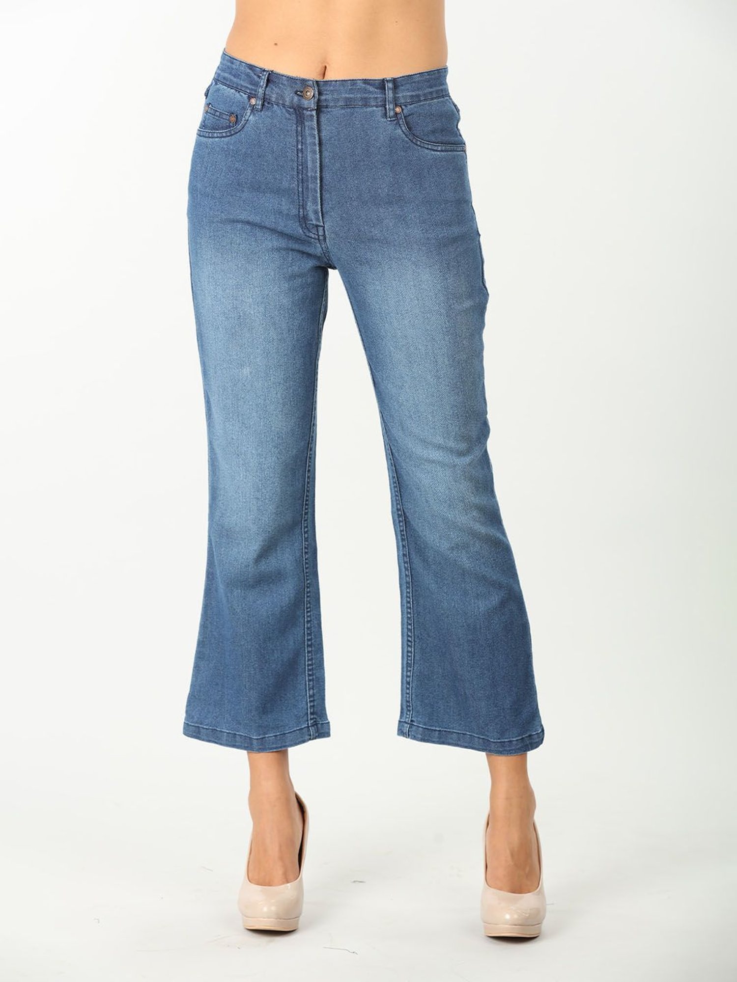 Mustard Blue Cotton Slim Fit Mid Rise Jeans