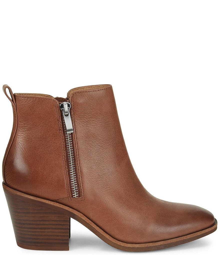 Sofft Canelli Leather Double Zipper Block Heel Booties