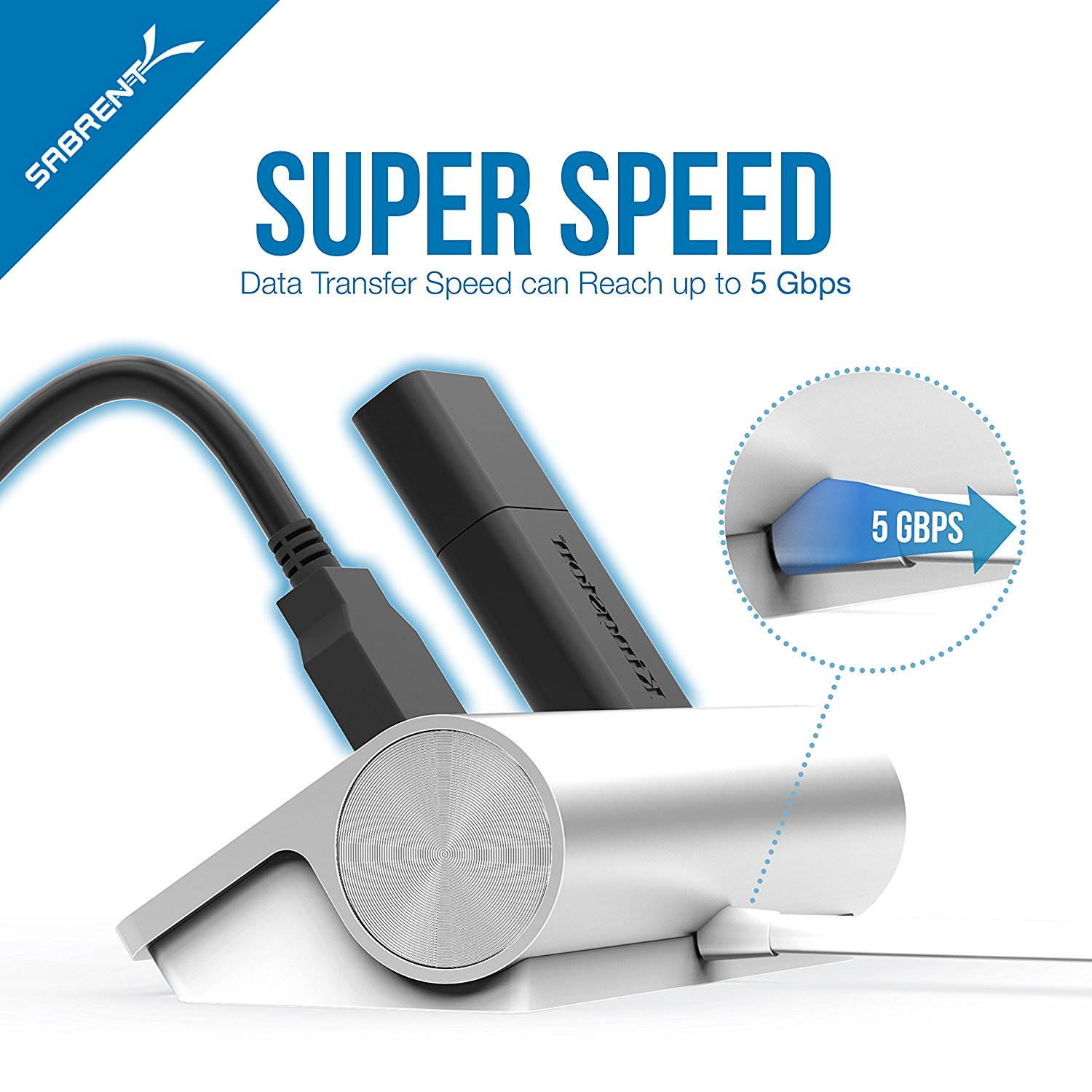 USB 3.0 HUB with Card Reader, Multi-Function 3 Port Aluminum USB 3.0 Hub with Multi-In-1 Card Reader (12" cable) for All Windows/Mac/Linux Systems, Plug-n-Play, Hot Swappable, Hot Pluggable