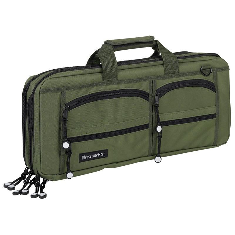 Messermeister Heavy Duty Water Resistant 18 Pocket Knife Culinary Tool Storage Chef's Luggage Carry Case, Olive