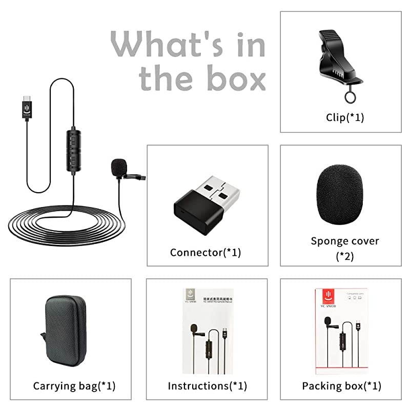 TypeC  Lavalier MicrophoneProfessional Omnidirectional Mic for iPhoneAndroidsCameras and LaptopNo Battery RequiredPerfect Camera Microphone for Recording YouTubeVideoVlogging