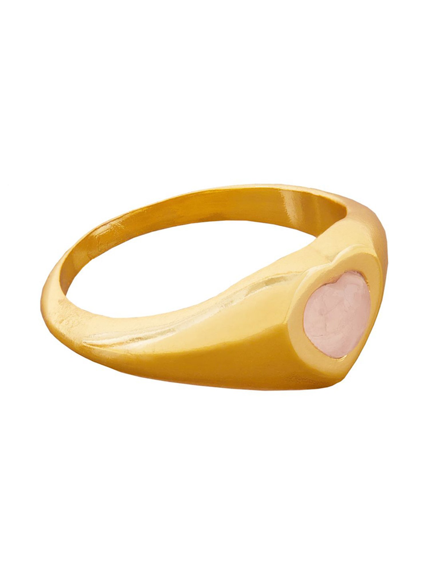 Accessorize London Real Gold Plated Gold Z Rose Quartz Heart Signet Ring