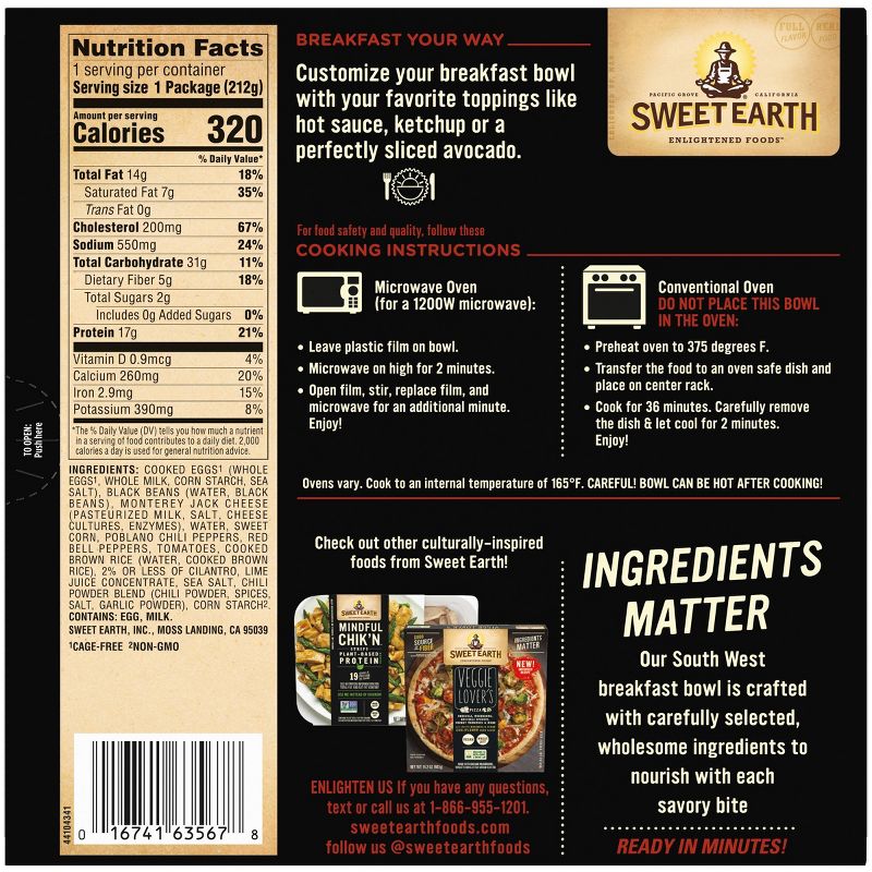 Sweet Earth Frozen Southwest Veggie Breakfast Bowl - 7.5oz