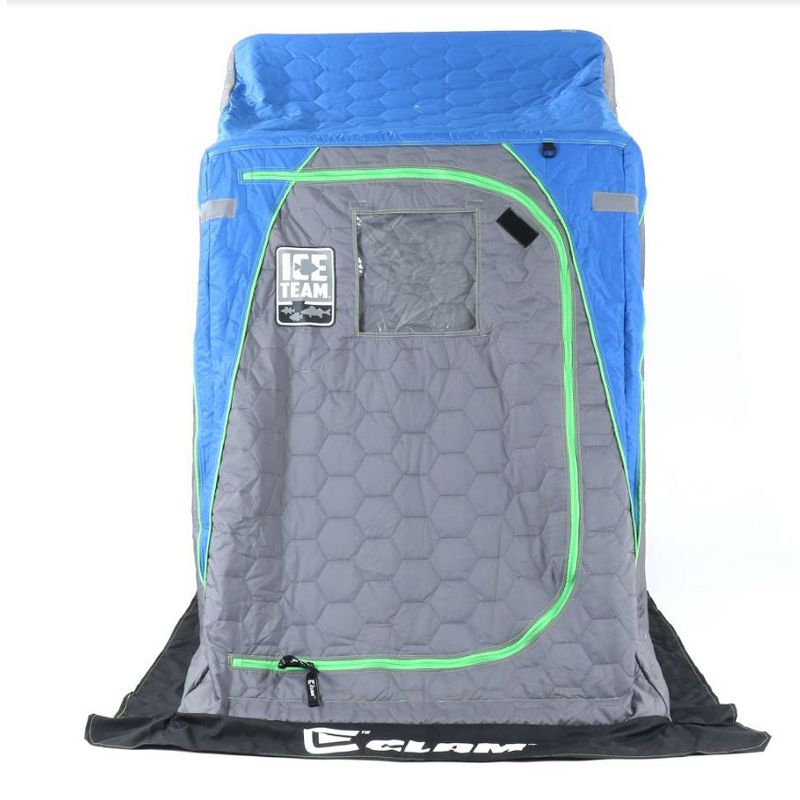 Clam 10941 Legend XL Thermal Ice Team Edition Fishing Shelter with Deluxe Swivel Seat, Blue/Gray
