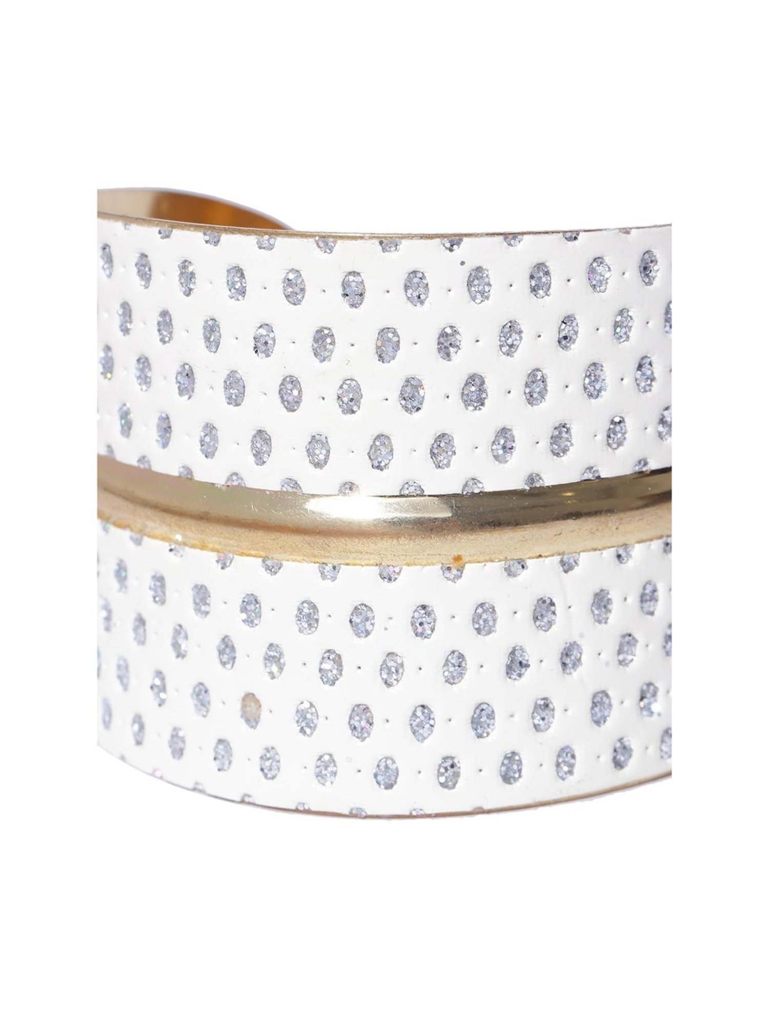 YouBella Gold-Toned White Stone-Studded Cuff Bracelet