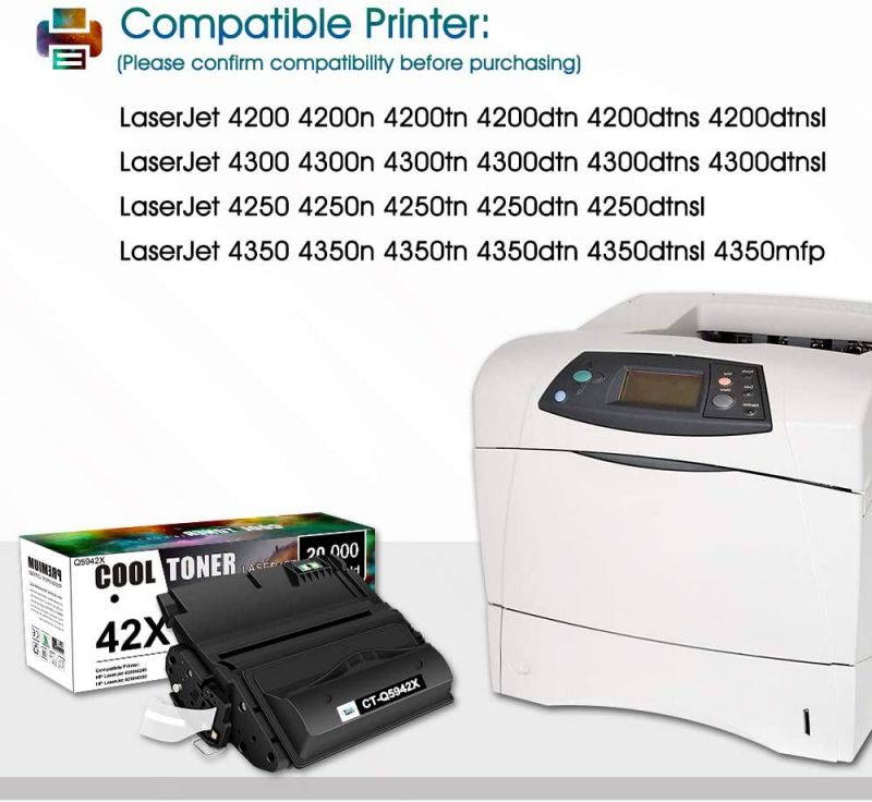 Cool Toner Compatible Toner Cartridge Replacement for HP 42X Q5942X Q1338A Q5942 for HP LaserJet 4250TN 4250N 4250DTN 4350N 4350TN 4350DTN Printer-1PK